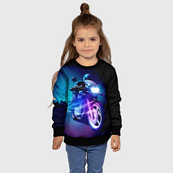 Свитшот детский Мотокросс ночной, цвет: 3D-черный — фото 2
