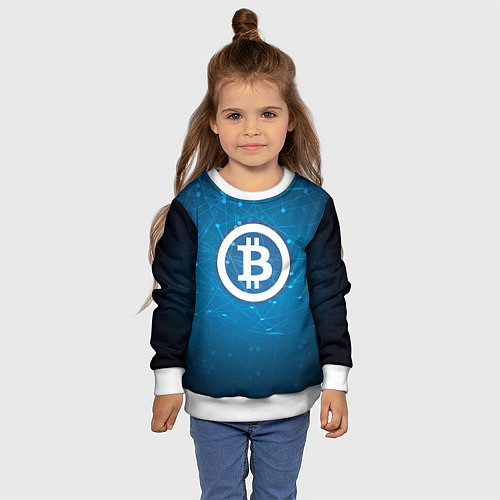 Детский свитшот Bitcoin Blue / 3D-Белый – фото 4