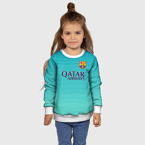 Детский свитшот Barcelona FC: Aqua / 3D-Белый – фото 4