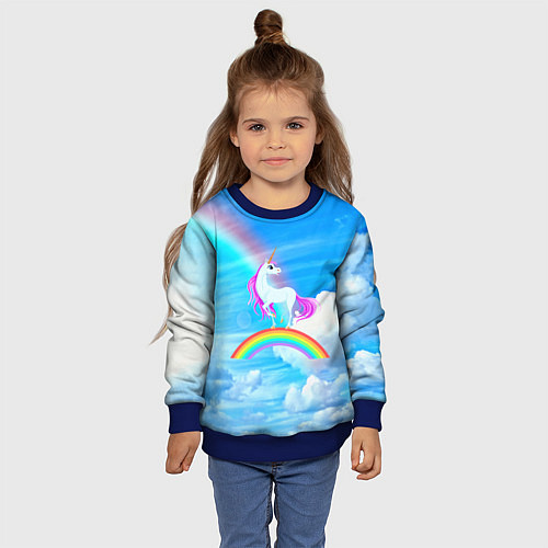 Детский свитшот Единорог / 3D-Синий – фото 4