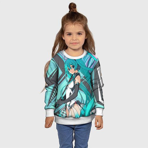 Детский свитшот Miku1 / 3D-Белый – фото 4