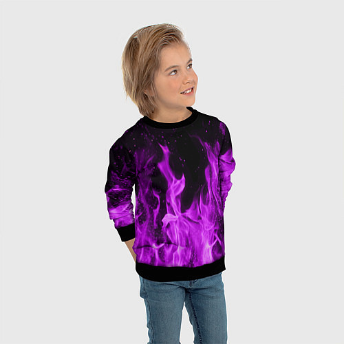 Детский свитшот Фиолетовый огонь / 3D-Черный – фото 3