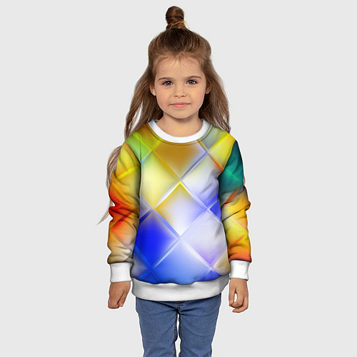 Детский свитшот Colorful squares / 3D-Белый – фото 4