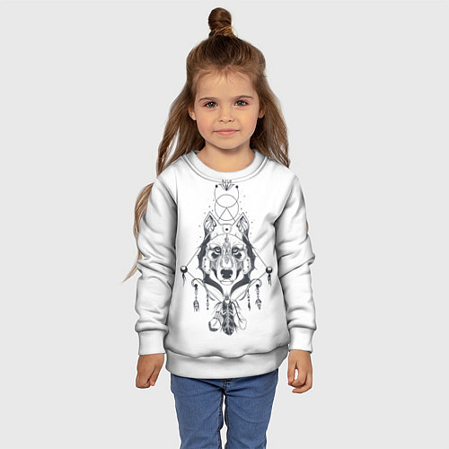 Детский свитшот Этно волк / 3D-Белый – фото 4