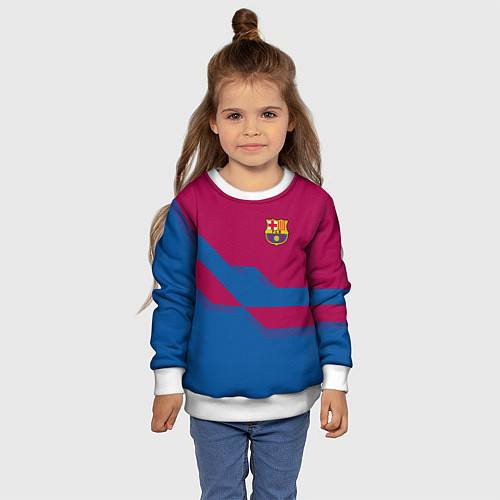 Детский свитшот Barcelona FC: Blue style / 3D-Белый – фото 4