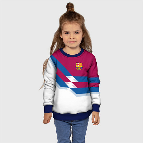 Детский свитшот Barcelona FC: White style / 3D-Синий – фото 4
