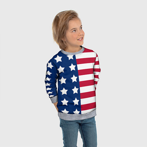 Детский свитшот USA Flag / 3D-Меланж – фото 3