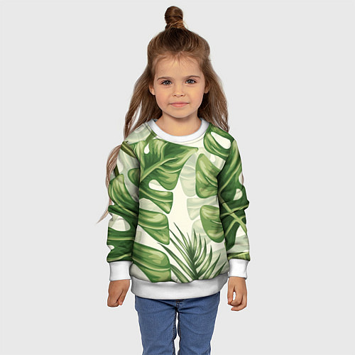Детский свитшот Тропический папоротник / 3D-Белый – фото 4