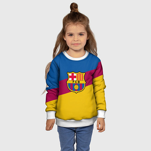 Детский свитшот FC Barcelona 2018 Colors / 3D-Белый – фото 4