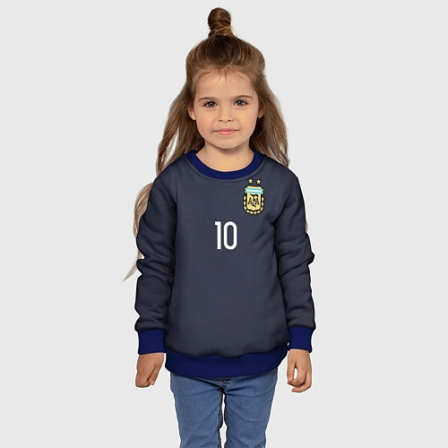 Детский свитшот Сборная Аргентины: Месси ЧМ-2018 / 3D-Синий – фото 4