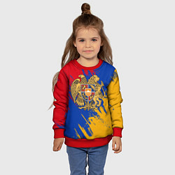 Свитшот детский Герб и флаг Армении, цвет: 3D-красный — фото 2