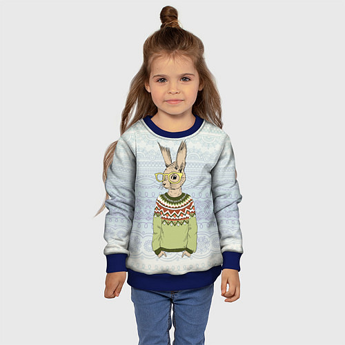 Детский свитшот Кролик хипстер / 3D-Синий – фото 4