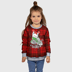 Свитшот детский Новогодняя кошка, цвет: 3D-меланж — фото 2