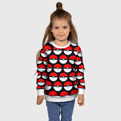 Детский свитшот Pokeball Pattern / 3D-Белый – фото 4
