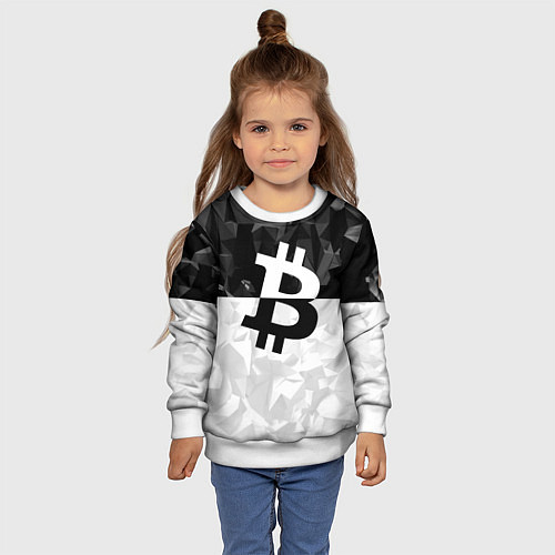 Детский свитшот Bitcoin: Poly Style / 3D-Белый – фото 4