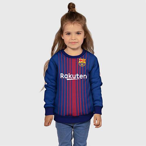 Детский свитшот FC Barcelona: Iniesta 17/18 / 3D-Синий – фото 4