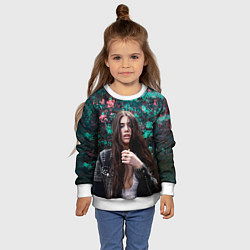 Свитшот детский Dua Lipa: Floral, цвет: 3D-белый — фото 2