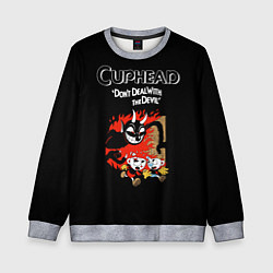 Свитшот детский Cuphead: Hell Devil, цвет: 3D-меланж