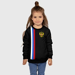 Свитшот детский Россия: Линия триколор, цвет: 3D-черный — фото 2