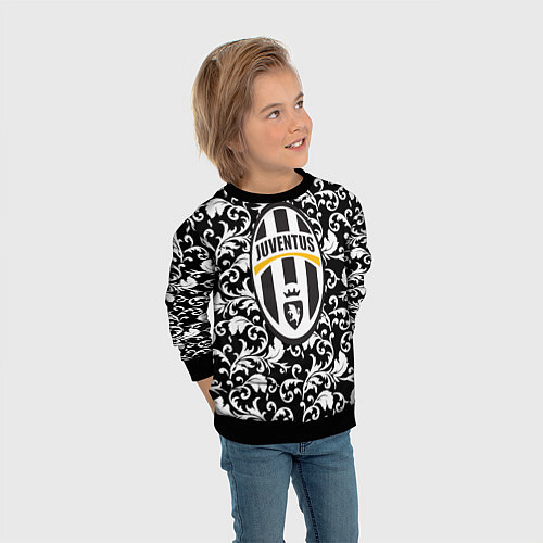 Детский свитшот FC Juventus: Floral Logo / 3D-Черный – фото 3