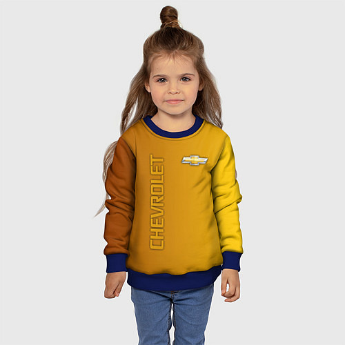 Детский свитшот Chevrolet желтый градиент / 3D-Синий – фото 4