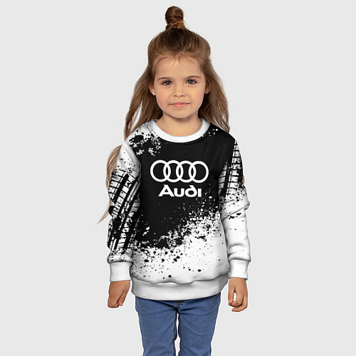 Детский свитшот Audi: Black Spray / 3D-Белый – фото 4