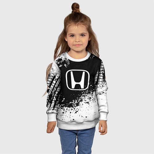 Детский свитшот Honda: Black Spray / 3D-Белый – фото 4