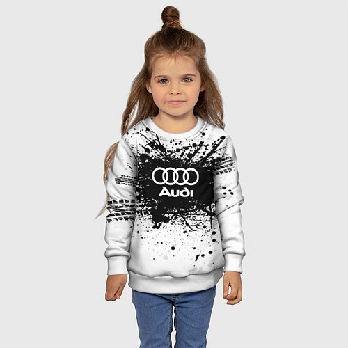 Детский свитшот Audi: Black Spray / 3D-Белый – фото 4