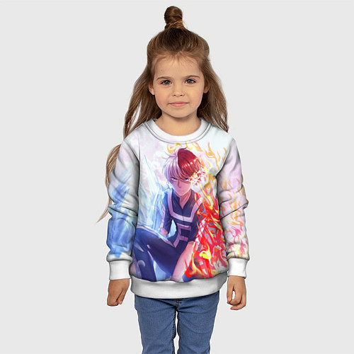 Детский свитшот Шото тодороки арт / 3D-Белый – фото 4