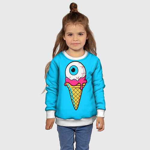 Детский свитшот Мороженое с глазом / 3D-Белый – фото 4