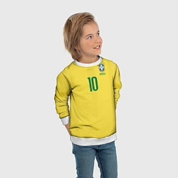 Свитшот детский Сборная Бразилии: Неймар ЧМ-2018 домашняя, цвет: 3D-белый — фото 2