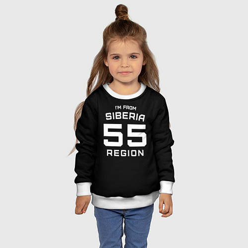 Детский свитшот Im from Siberia: 55 Region / 3D-Белый – фото 4