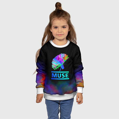 Детский свитшот Muse: Neon Flower / 3D-Белый – фото 4