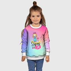 Свитшот детский SUPER GIRL, цвет: 3D-белый — фото 2