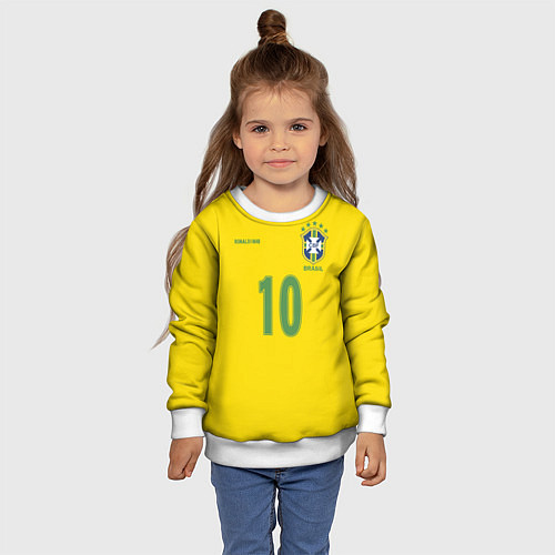 Детский свитшот Сборная Бразилии: Роналдиньо 10 / 3D-Белый – фото 4
