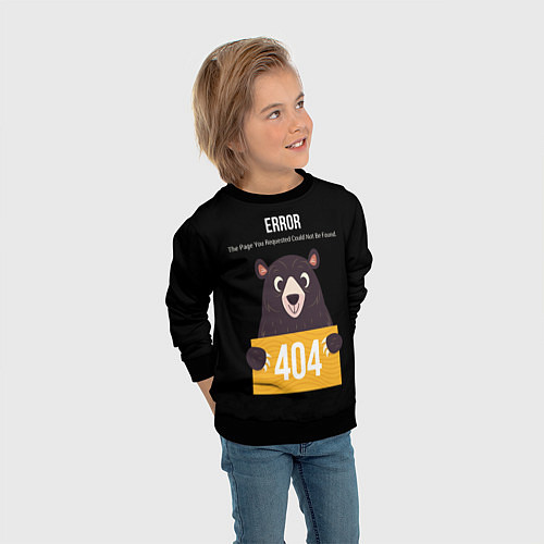 Детский свитшот Error 404: Bear / 3D-Черный – фото 3