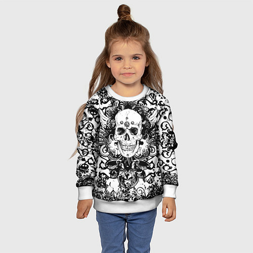 Детский свитшот Grunge Skull / 3D-Белый – фото 4