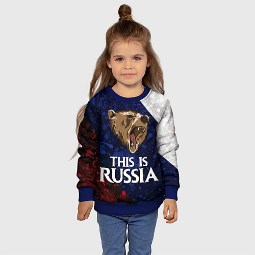 Детский свитшот Russia: Roaring Bear / 3D-Синий – фото 4