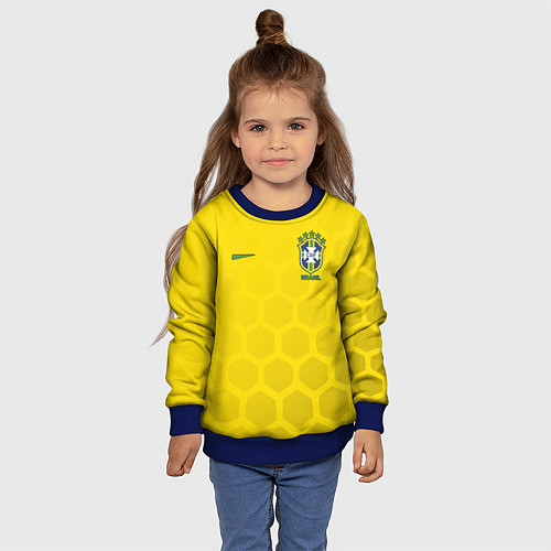 Детский свитшот Brazil Team: WC 2018 / 3D-Синий – фото 4