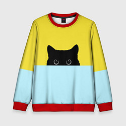 Свитшот детский Черный котик, цвет: 3D-красный