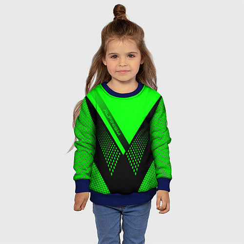 Детский свитшот Alpinism: Acid Green / 3D-Синий – фото 4