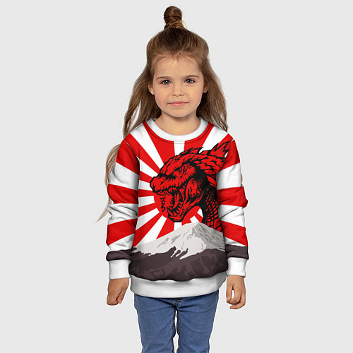 Детский свитшот Japanese Godzilla / 3D-Белый – фото 4