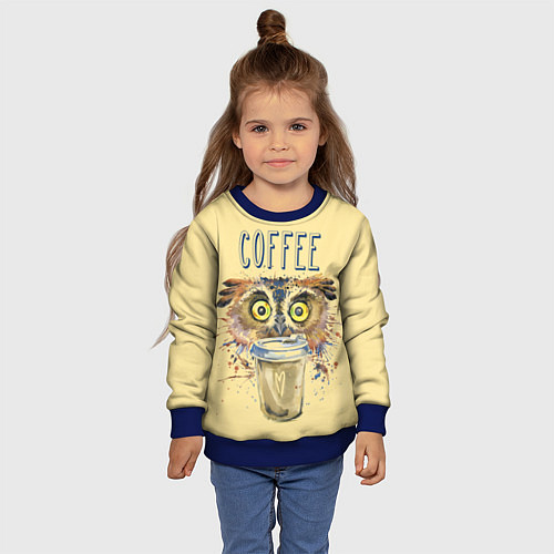 Детский свитшот Owls like coffee / 3D-Синий – фото 4