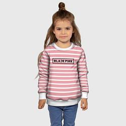 Свитшот детский Black Pink: Striped Geometry, цвет: 3D-белый — фото 2