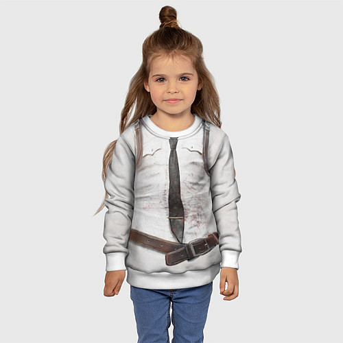 Детский свитшот Рубаха PUBG с галстуком / 3D-Белый – фото 4