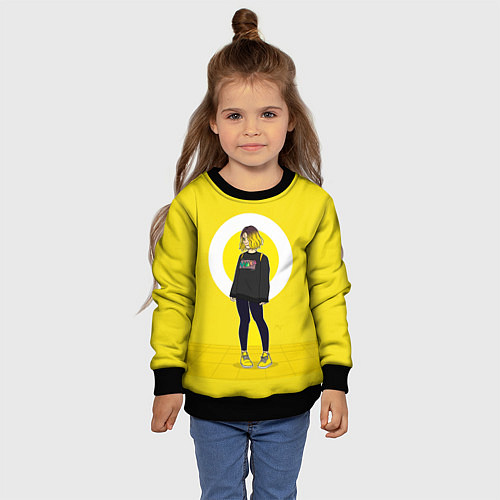 Детский свитшот Tessa: Yellow Fashion / 3D-Черный – фото 4