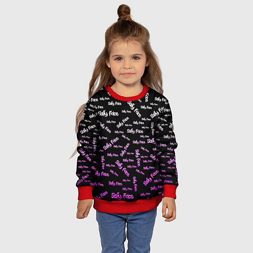 Детский свитшот Sally Face: Violet Pattern / 3D-Красный – фото 4