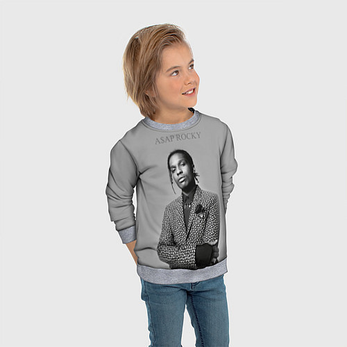 Детский свитшот ASAP Rocky: Grey Fashion / 3D-Меланж – фото 3