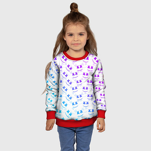 Детский свитшот Marshmello: Light Neon / 3D-Красный – фото 4