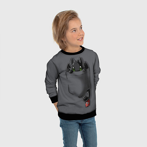 Детский свитшот Фурия в кармане / 3D-Черный – фото 3